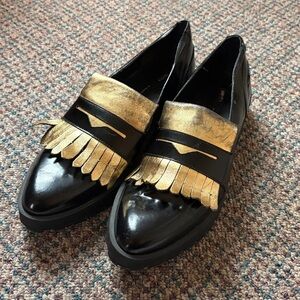 Miista black and gold Loafers NWOB SZ 38